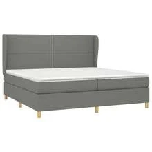 vidaXL Letto a molle con materasso grigio scuro 200x200 cm in tessuto - Grigio - Visualizzare 3