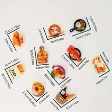 2/5/7/10个创意食物造型冰箱贴 - 逼真3D树脂厨房装饰，多种款式：披萨、甜甜圈 - 椭圆形ABS树脂磁铁，适用于冰箱，食物主题装饰设计，表面纹理细腻，做工精细 - 彩色 - 查看 8