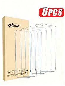 6pcs Tempered Glass Screen Protector Compatible With IPhone 17, 17 Pro, 17 Pro Max, 17 Air, 16, 16 Plus, 16 Pro, 16 Pro Max, 15, 14, 13, 12, 11 Pro Max, X, XS, XR, Mini, 7, 8, 14 Plus, Also Suitable For IPhone 14, 15 Pro Max. Glass Material, Suitable As A Birthday Gift, Or A Phone Screen Protector For Family And Friends, Mobile Phone Accessories.
