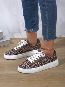 Trending Chic Black & White Leopard Print Soft Bottom Comfortable Retro Women Shoes - White Leopard Print - View 14