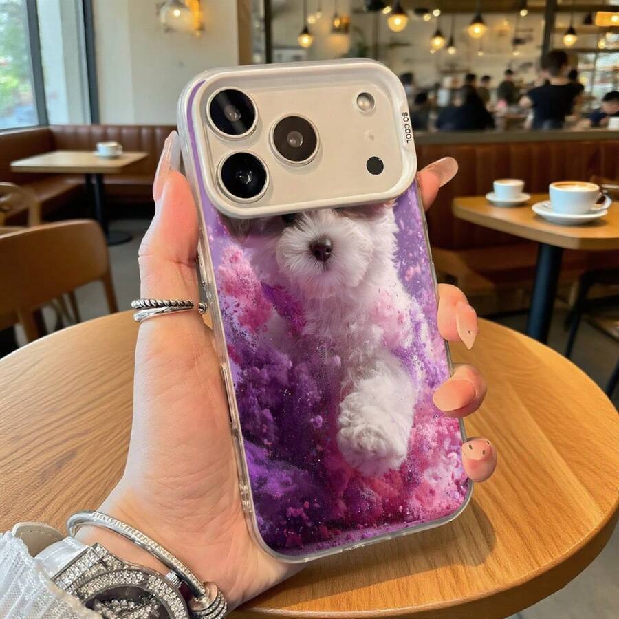 Funda de Teléfono Impresión de Perro Galaxia Púrpura Rosa Para iPhone 14 13 12 11 Pro Max Y S23 S22 S21 S20 Opción de Regalo Ideal Para Todas las Temporadas - Negro - Ver 1