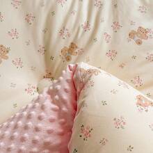 1pc Printed Floral & Cartoon Pattern Comforter, Soft Plush Fabric, Quilted Design, Suitable For Bedroom, Guest Room, All Season - Pink - View 9