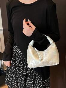 2025 New Chinese Style Pink Brocade Embroidered Dumpling Bag, Fashionable And Casual Crossbody Bag, Small And Exquisite Dumpling Bag, Suitable For Commuting And Dates. - Multicolor - View 4