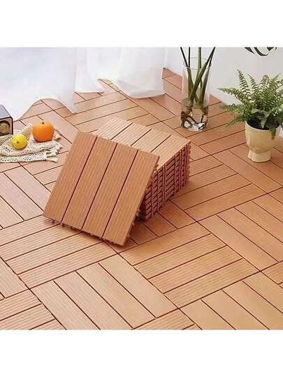 11pcs Plastic Wood Flooring, Waterproof, Anti-Corrosion, Deformation Resistant And More Stable, Suitable For Various Application Scenarios Such As Courtyards, Balconies, Gardens, Terraces, Etc