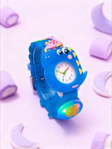 1pc Macaron Color 3D Car Print Arabic Numeral Scale Round Dial Silicone Non-Waterproof Quartz Watch, Suitable For Birthday Gift, Graduation Season, Year-End Promotion, Singles Day, Etc. - Multicolor - View 3