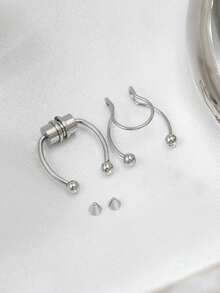 Conjunto de 2 Piercings Falsos de Nariz com Duas Bolas para Homens e Mulheres, em Aço Inoxidável, Estilo Punk, com Perfuração para o Septo, Joia Corporal. - Multicolorido - Ver 7