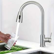 1个可伸缩冷热水龙头 - 可旋转厨房水槽水龙头 - 家用厨房水龙头 厨房用品 厨房配件 厨房工具