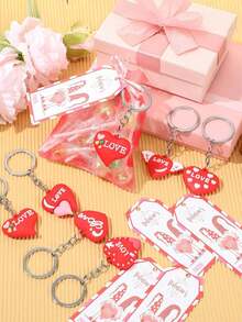 18pcs Valentine's Day Keychain Gift Set, Includes Heart-Shaped Keychains, Gift Cards, And Organza Bags. Perfect Small Gift For Birthdays, Weddings, And Holiday Parties. - Multicolor - View 3