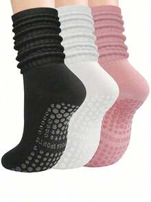 3 perechi de șosete de yoga pentru femei, potrivite pentru Pilates, Yoga, Balet, Sport, șosete pentru asistente medicale de spital, șosete antiderapante, cadou ideal de Ziua Îndrăgostiților, șosete moi și confortabile cu aderență, potrivite pentru toate anotimpurile