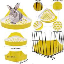MONAS Caja de Arena para Conejos, Arena Esquinera con Rejilla para Conejos, Orinal de Esquina para Conejos, Cobayas, Chinchillas, Hurones y Otros Animales Pequeños Accesorios para Mascotas ()(Amarillo) - Unitalla - Ver 1