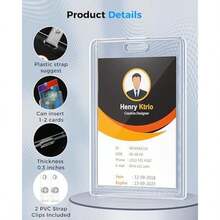 KTRIO - Paquete de 2 soportes resistentes para tarjetas de identificación de acrílico transparente con orificio para el pulgar de fácil acceso para estudiantes, enfermeras y oficina, vertical - 2 piezas | Actualizar - Ver 3