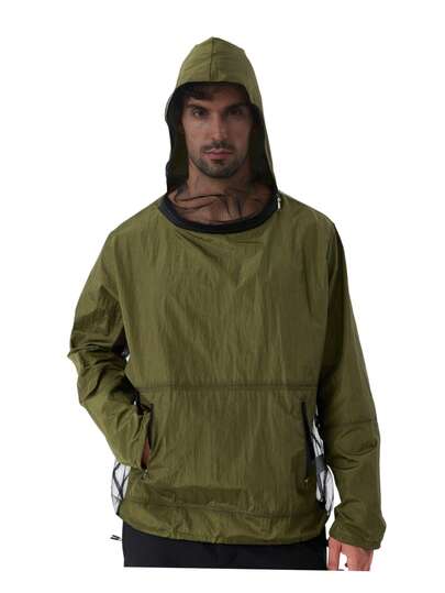 Utomhussportjacka med huva och nätmask, tillverkad av högdensitetsnät och soltåligt tyg, ger mygg- och solskydd, med andningsbara nätpaneler på båda sidor, justerbara manschetter och fåll, justerbar huva, nätmasken skymmer inte sikten, modern design, unisex. Lämplig för fiske, camping, vandring, resor, utomhusarbete och djungeloppforskning, skyddar dig från insekter och låter dig njuta av naturen med sinnesro.