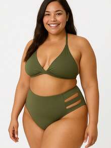 Conjunto De Biquini Plus Size 3 Tiras Suplex Com Bojo