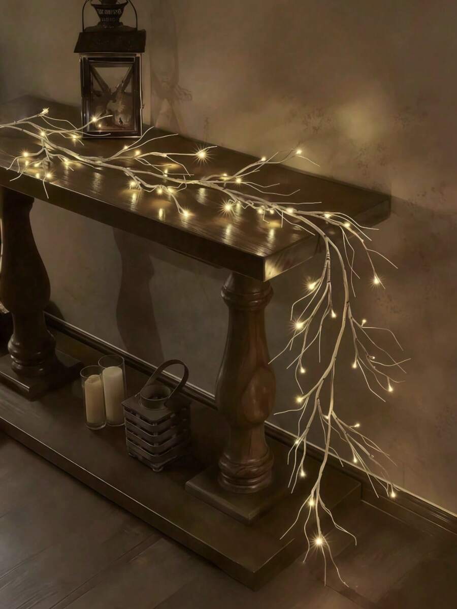 1pc/Branch Battery Powered Fairy Lights, Living Room Floor Decor Lamp, Bedroom Decor LED, Bendable Branch Lights, Vine Lights, For Patio/Room/Party/Bar, Wall/Desk/Fireplace/Balcony Garden/Wedding/Birthday/Holiday/Home Decor Ambiance Lighting, Warm Light (3 AA Batteries Required, Not Included)