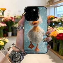 Cubierta de telefono con borde negro y diseño de pato bebé azul claro con burbujas y texto CASETTO para uso diario en tiendas de flores Aplicable a los teléfonos de la serie Apple y Galaxy - Negro - Ver 2