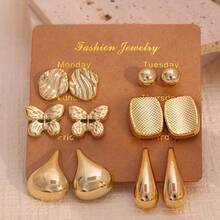 6 Pairs Fashionable & Versatile CCB Material Flower, Teardrop, Butterfly, Star Shaped Earring Set, Suitable For Festivals, Gatherings, Parties, Vacations, Daily Wear - Multicolor - View 4