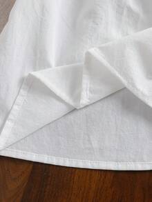 Blusa de manga corta con volantes y bordado de cerezas para niña, verano - Blanco - Ver 5