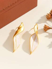 1 Cặp bông tai ngọc trai phóng đại hình cánh hoa 3D thời trang, bông tai cưới màu trắng thanh lịch cao cấp thời trang dành cho nữ, quà tặng bạn gái - Nhiều màu - Xem 9