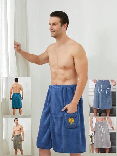男士浴袍，可调节，轻盈柔软，舒适透气，适合水疗、桑拿和泳池使用，珊瑚绒材质。
