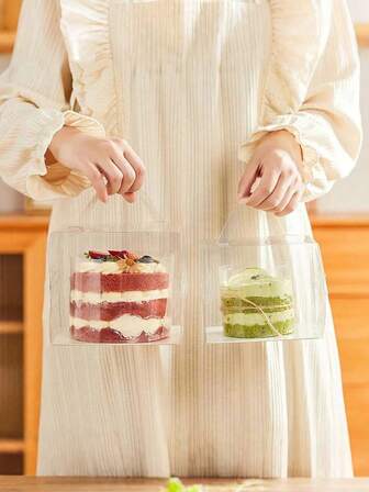1/5pcs Cake Boxes With Handles, Candy Boxes, Christmas Packaging, 5 Inch, Includes Cake Base And Decorative Ribbons, Transparent Baking Boxes, Suitable For Mini Desserts, Cupcakes, High-Quality Reusable Plastic Boxes, Applicable For Wedding Favors, Birthday Party Gifts, Guest Snacks, Baking Display, Holiday Celebrations, Special Events, Halloween, Christmas, Baking Supplies