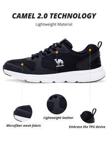 CAMEL CROWN Men's Sports Casual Shoes, Breathable Mesh Casual Student Skipping Lightweight Shock-Absorbing Running Shoes - Black - View 2
