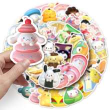 50pcs 3D Sanrio Food Stickers, Cute Cartoon Melody, Pompompurin, Waterproof Decorative Stickers
