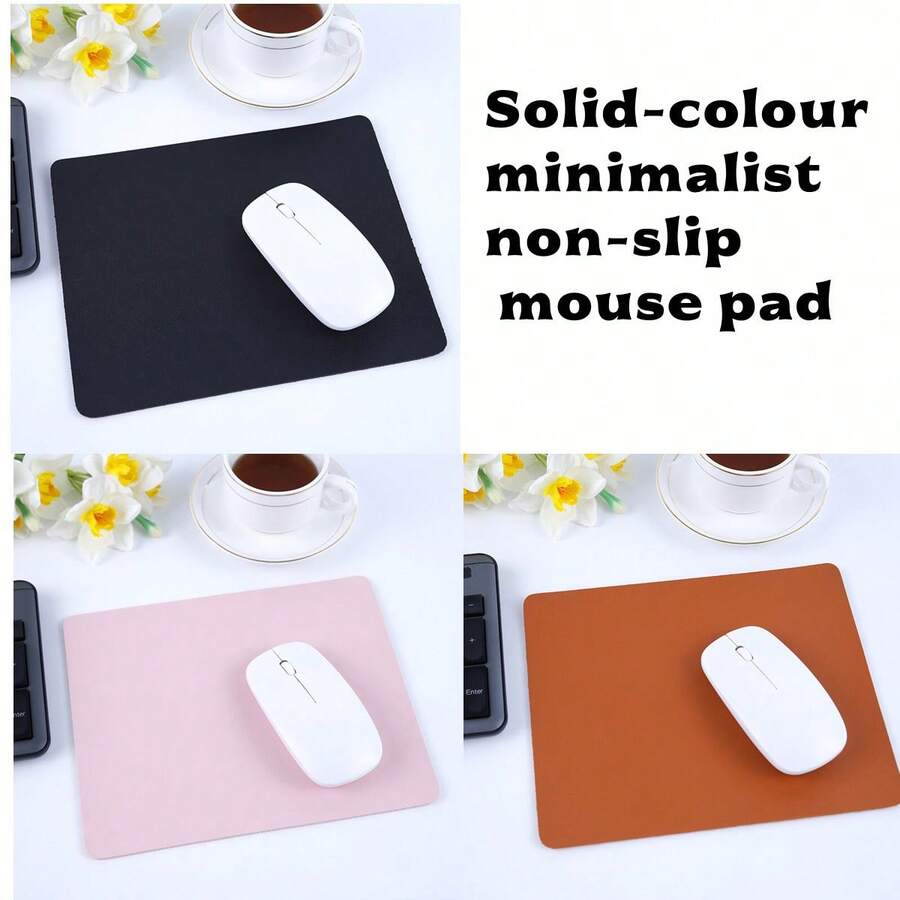 مجموعة من وسادتين للفأرة (26 * 21 سم) من مادة جلد البولي يوريثان ذات لون أحادي بتصميم بسيط، وسادات للفأرة مانعة للانزلاق، إكسسوارات مكتبية، لوازم مكتبية مضادة للكهرباء الساكنة