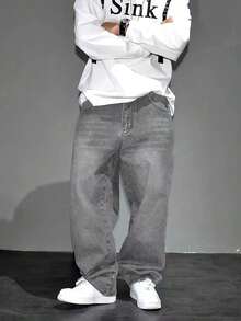 Teens' Wide Leg Light Grey Casual Jeans - Light Grey - View 1