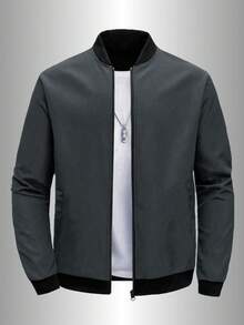 户外运动休闲立领棒球夹克，纯色拉链外套，父亲节