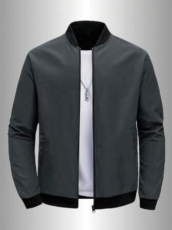 户外运动休闲立领棒球夹克，纯色拉链外套，父亲节