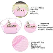 Ymiko Corral para Hamster Jaulas para Mascotas Domésticas Valla De Mascotas Cómodo Y Transpirable La Jaula Plegable para Tiene Una Red Alrededor Fáciles De Observar(Rosa) - Multicolor - Ver 4