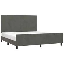 vidaXL Bettgestell Ohne Matratze, Dunkelgrau, 160x200 Cm, Samt - Grey - View 3
