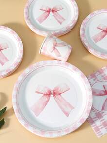 25 piezas Platos desechables, servilletas y vasos con corona de mariposa morada, suministros para fiesta con tema de mariposa, adecuado para 25 invitados, platos de papel desechables y vajilla para fiesta de cumpleaños, boda, fiesta, picnic familiar - Multicolor - Ver 5