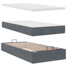 vidaXL Ottomane-Bett Mit Matratze, Dunkelgrau, 80x200 Cm, Samt - Grau - Übersicht 8