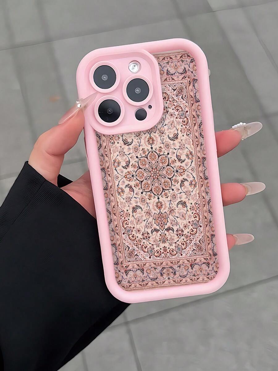 Persian Rug A Pink, Fashionable, Individual And Extremely Popular Pattern Pink Phone Case, Anti-Drop Camera Enhanced Protection, Prevent Wear And Tear, Comfortable Feel, Protective Buttons, Breathable Heat Dissipation, Dustproof, For Men And Women, Compatible With IPhone 17/16/15/14/13/12/11 Pro Promax Plus / X/Xsmax/ Galaxy S21/22/23/24/25 Ultra FE Plus NOTE20 Ultra/ A13/14/15/16/17/33/34/35/36/52/53/54Phone Case Ideal Gift For Men And Women. - Hồng - Xem 1