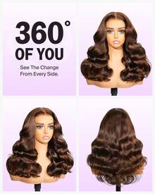 MEGALOOK 20 Inch Chocolate Brown 100% Human Hair 6x5 Lace Body Wave Wig With Drawstring - Pre Cut Lace Glueless Wig Pre Plucked Natural Hairline With Transparent Lace Closure Wig 180% Density Brazilian Hair #4 Dark Brown Color Human Hair Wigs - Beginner Friendly Natural Looking Daily Use Office Ready Corpse Bride Halloween Vibes Party Style Y2K Baddie Vacation Outfits Outdoor Cosplay Campus School Holiday Christmas Part Wedding Festival Ready For Women