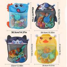 悬挂式网状浴缸玩具收纳架，专为淋浴设计，可使浴缸玩具更快晾干，配有2个吸盘。 - 彩色 - 查看 4