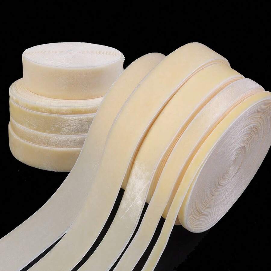 6-25mm Beige Single-Sided Velvet Ribbon, Christmas Ribbon, Jewelry Display Packaging, Flower Gift Wrapping, Bows, DIY Party Decoration