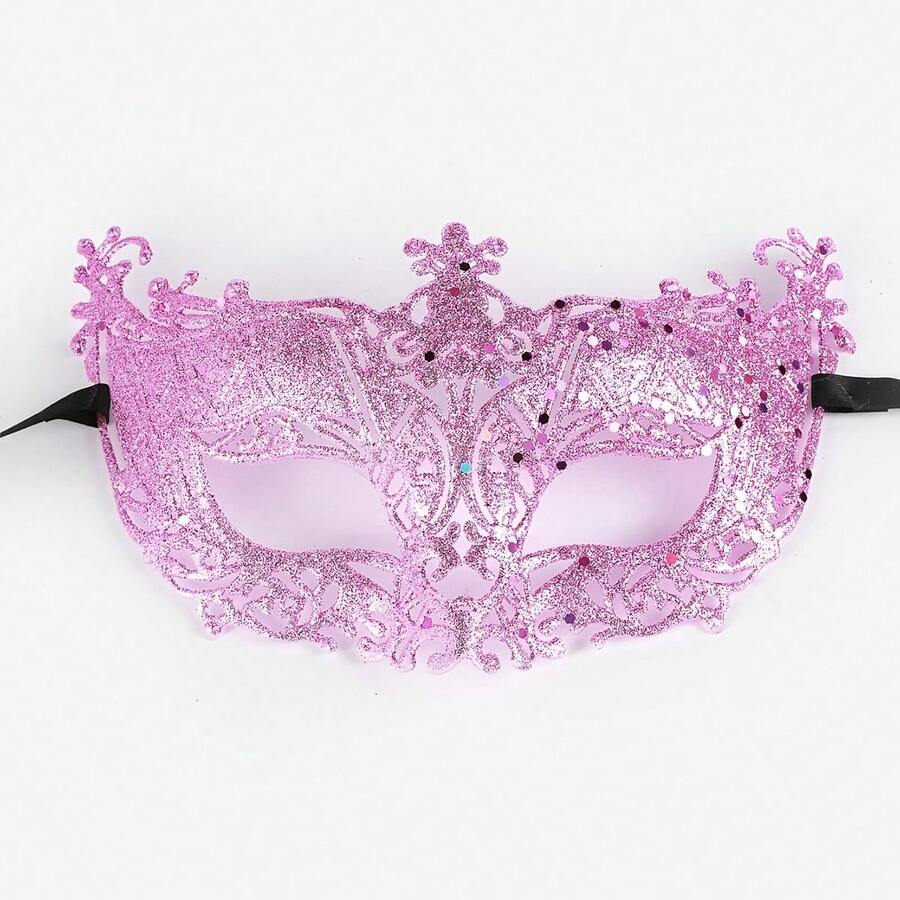 Golden Fox Design Venetian Mask - Hollowed Out Plastic Masquerade Ball Accessory - 粉色 - 查看 1