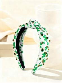 1pc Fashionable Polyester Four-Leaf Clover Headband, Cute & Sweet For Girls, Suitable For Daily Commute Outfit Matching, Hair Fixing And Styling Accessory ,Hair Band ,Diadema ,Hair Hoop