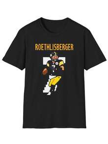 Ben Roethlisberger Pixel Art Pittsburgh Steelers Shirt Retro 8 Bit Vintage Football Tee 7 Jersey Gra - màu đen - Xem 1