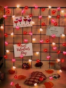 16.40ft/500cm, 9.84ft/300cm, 6.56ft/200cm - Valentine's Day Decor - LED Valentine's Day String Lights, Red Pink White Heart Shaped Lights, USB Powered, Valentine's Day Decor - Heart Fairy Lights - Romantic Home Bedroom Decor - 彩色 - 查看 6