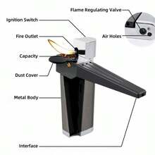 Foldable Lighter Multi-Purpose 2 In 1 Slant Jet Soft Flame Open Lighter Refillable Metal Torch Lighter With Accessories, Heavy-Duty Gift Box For Men Women Camping Kitchen (Without Gas) - Silver - View 6