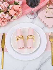 25/100pcs 2-Ply 5"X5" Disposable Embossed Lace Edge Napkins, Premium Dessert Napkins Suitable For Party, Wedding, Dinner, Birthday, Anniversary, Holiday - Pink - View 6