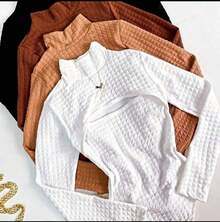 Women's Bodysuit With High Neck, Long Sleeves, Open Front, And Bouble Fabric. - 白色 - 查看 1