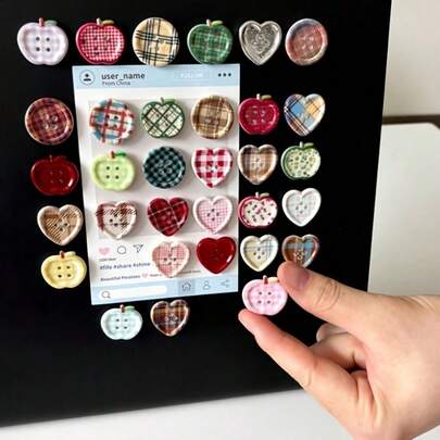 3/5/8/10/12개 빈티지 격자 무늬 버튼 마그네틱 장식 냉장고 자석, 참신한 냉장고 스티커, 가정 주방 사무실 화이트보드 장식에 적합, 냉장고 주방 자석