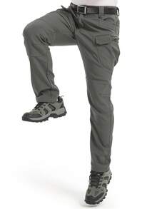 ALPHA CAMP 1 buah Celana Panjang Pria Bahan Softshell Komposit Fleece untuk Berkemah dan Mendaki - Grey - View 3