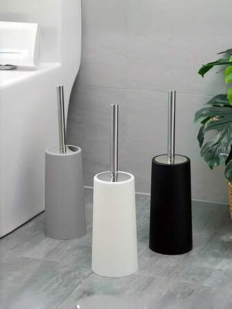 1 pieza Juego de cepillo de inodoro con soporte, cepillo de inodoro de plástico desmontable con mango largo, cepillo de limpieza de inodoro flexible, cepillo sin ángulos muertos, cepillo de limpieza de baño, artículos de limpieza, herramientas de limpieza, artículos esenciales de vuelta a la escuela