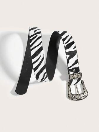 1pc Women's Western Style Animal Print Vintage Belt, Carved Metal Buckle Paired With Bohemian Style, Elegant, Versatile, Suitable For Spring, Summer, Autumn, Winter, Jeans, All Season, Everyday Wear
