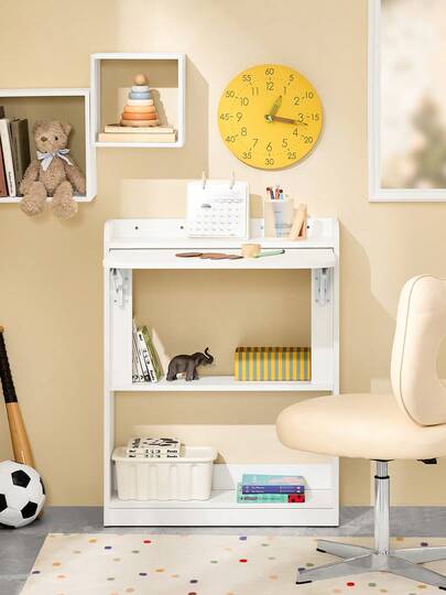 SoBuy Home Office Folding Tafel Bureau Computer Workstation Shelves Wit W64 D58 H82cm FWT92 view 11